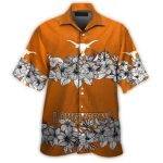 Texas Longhorns Floral White And Orange Vintage Hawaiian Shirt