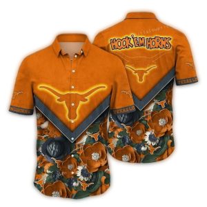 Texas Longhorns Flower Blossom Hook 'Em Horns Hawaiian Shirt