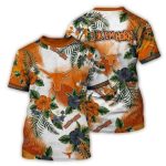 Texas Longhorns Flower Pattern Tropical All Over Print T Shirt