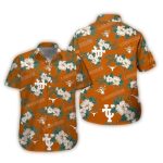 Texas Longhorns Flower And Logo Pattern Hawaiian Shirt