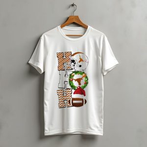 Texas Longhorns Football Christmas Helmet Wreath Santa Hat Game Day T-Shirt