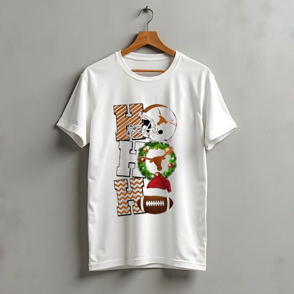 Texas Longhorns Football Christmas Helmet Wreath Santa Hat Game Day T Shirt t shirt 1