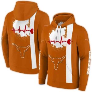 Texas Longhorns Football Heartbeat All Over Print Hoodie