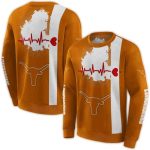 Texas Longhorns Football Heartbeat All Over Print Sweatshirt
