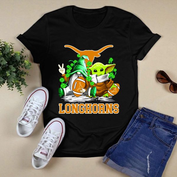 Texas Longhorns Football Patricks Day Longhorns Gnome Baby Jedi T Shirt Style 1 Black 1