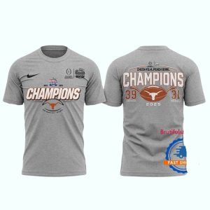 Texas Longhorns Football Playoff 2025 Peach Bowl Champions 39 31 Score All Over Print T Shirt