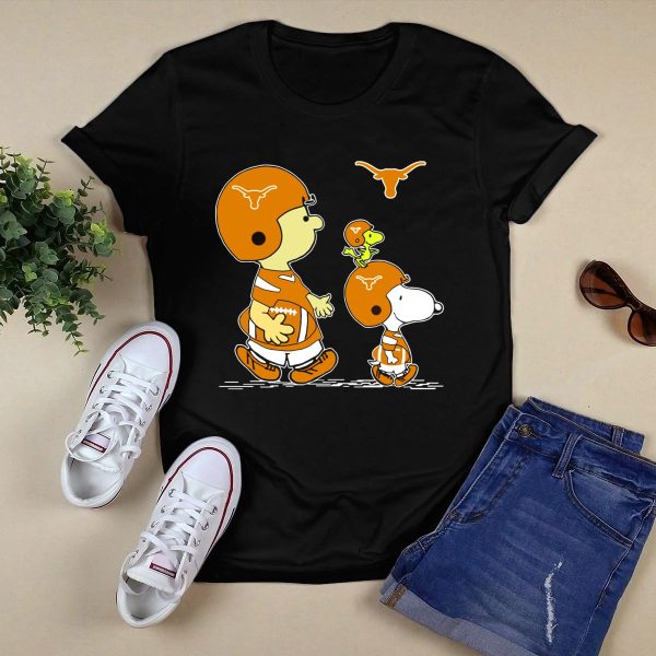 Texas Longhorns Football Snoopy and Woodstock Charlie Brown Peanuts T Shirt Style 1 Black 1
