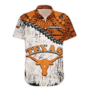 Texas Longhorns Grunge Polynesian Tattoo Hawaiian Shirt