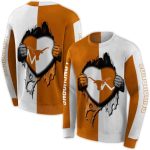 Texas Longhorns Heartbeat Graphic All Over Print Sweatshirt