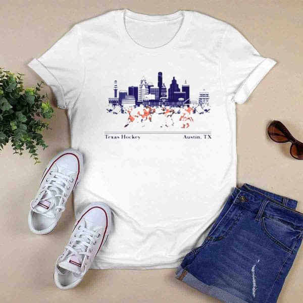Texas Longhorns Hockey Austin TX Skyline T Shirt 1 0