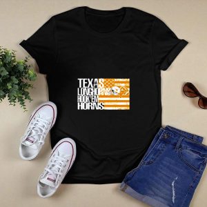 Texas Longhorns Hook 'Em Horns American Flag Football Helmet T-Shirt