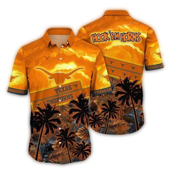 Texas Longhorns Hook Em Horns Coconut Tropical Hawaiian Shirt 1