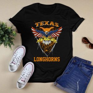 Texas Longhorns Hook 'Em Horns Est 1883 Eagle Shield T-Shirt