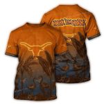 Texas Longhorns Hook 'Em Horns Flamingo Landscape Vintage All Over Print T Shirt