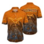 Texas Longhorns Hook 'Em Horns Flamingo Landscape Vintage Hawaiian Shirt