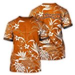 Texas Longhorns Hook 'Em Horns Floral Pattern All Over Print T Shirt