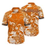 Texas Longhorns Hook 'Em Horns Floral Pattern Hawaiian Shirt