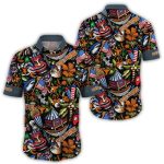 Texas Longhorns Hook 'Em Horns Floral Tiki Sharks Pattern Hawaiian Shirt