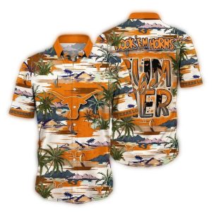 Texas Longhorns Hook 'Em Horns Summer Vibes Hawaiian Shirt