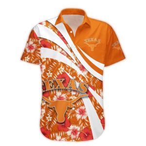 Texas Longhorns In My Heart Hibiscus Hawaiian Shirt