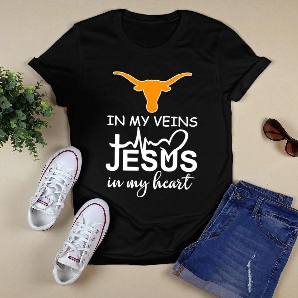 Texas Longhorns In My Veins Jesus In My Heart T Shirt Style 1 Black 1