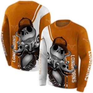 Texas Longhorns Jack Skellington All Over Print Sweatshirt