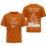 Texas Longhorns Jesus In My Heart Orange All Over Print T Shirt