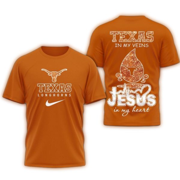 Texas Longhorns Jesus In My Heart All Over Print Shirt 1