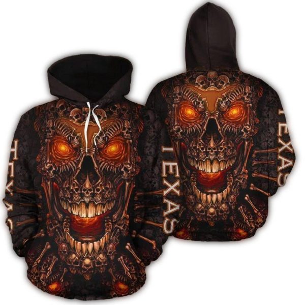 Texas Longhorns Kings Skull Art AOP Hoodie 1
