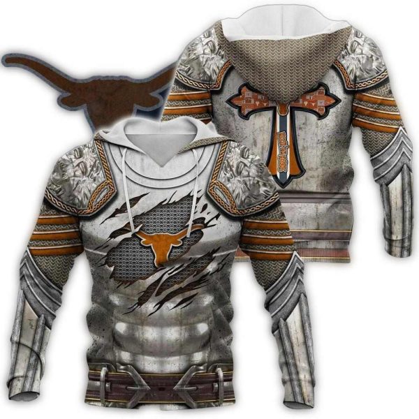Texas Longhorns Knights Templar Armor Claw AOP Hoodie 1