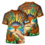 Texas Longhorns Landscape Hook Em Horn Art All Over Print T Shirt