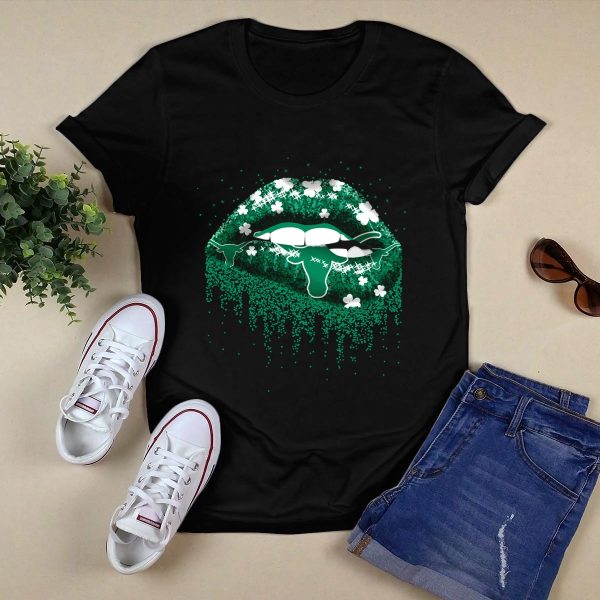 Texas Longhorns Lips Clover Green Irish T Shirt Style 1 Black 1