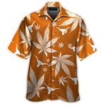Texas Longhorns Logo And Weed Pattern Hawaiian Shirt