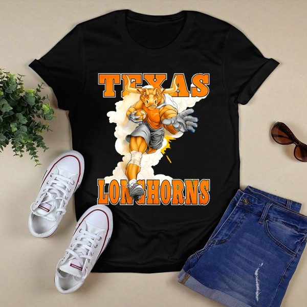 Texas Longhorns Mascot Charging Forward T Shirt Style 1 Black 1