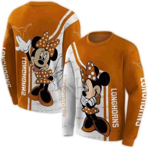 Texas Longhorns Minnie Mouse All Over Print Sweatshirt
