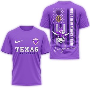 Texas Longhorns Ncaa National Purple Heart Day All Over Print T Shirt