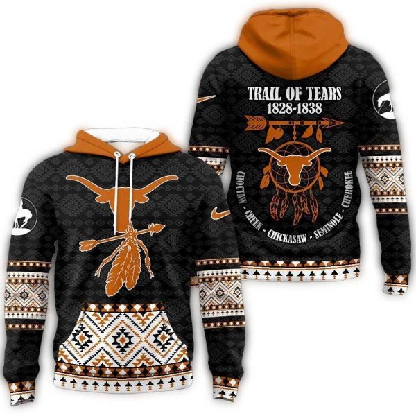 Texas Longhorns NCAA Trail of Tears Awareness 1828 1838 Limited Hoodie Shirt 1