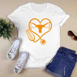 Texas Longhorns Nurse Love Heartbeat Stethoscope T-Shirt