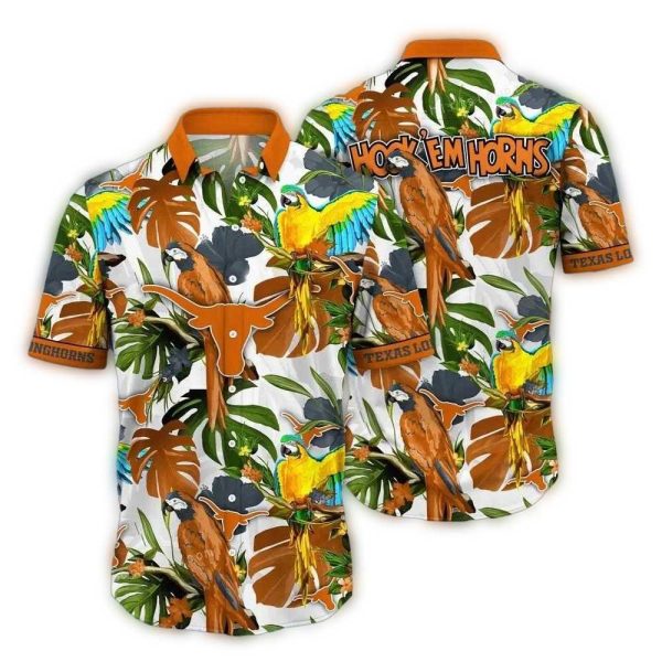 Texas Longhorns Parrot Leafs Art Hawaiian Shirt 1