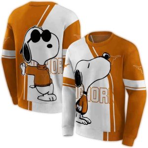 Texas Longhorns Playful Snoopy All Over Print Sweatshirt