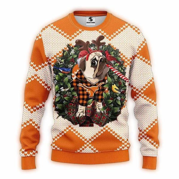 Texas Longhorns Pub Dog Christmas Ugly Sweater 1