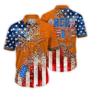 Texas Longhorns Red White 4Th Of July Hawaiian Shirt