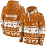 Texas Longhorns Reindeer Motif All Over Print Hoodie