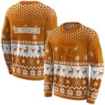 Texas Longhorns Reindeer Motif All Over Print Sweatshirt