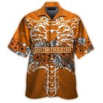 Texas Longhorns Skeleton And Floral Hawaiian Shirt