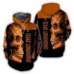 Texas Longhorns Skull Art Black And Orange All Over Print Hoodie