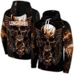 Texas Longhorns Skull Artwork All Over Print Hoodie