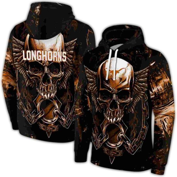 Texas Longhorns Skull Artwork AOP Hoodie 1