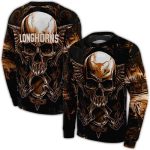 Texas Longhorns Skull Artwork All Over Print Sweatshirt