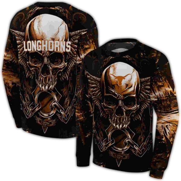 Texas Longhorns Skull Artwork AOP Sweatshirt 1